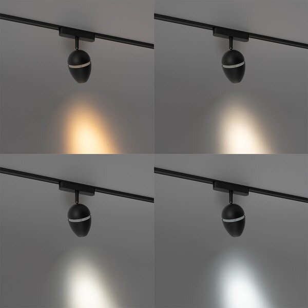 Modern fekete spotlámpa 1 fázisú sínrendszerhez, LED-del - Magnetic Eggy