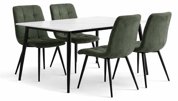 AVENBERG EMERALD Étkezőgarnitúra 4x szék + asztal 140 cm