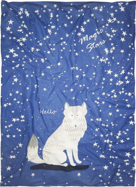 Sötétben világító pamut ágynemű babáknak MAGIC STARS kék Ágyneműhuzat mérete: 40 x 60 cm | 100 x 135 cm