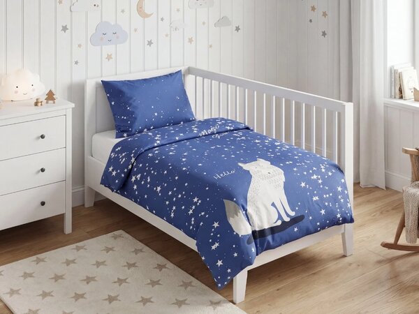 Sötétben világító pamut ágynemű babáknak MAGIC STARS kék Ágyneműhuzat mérete: 40 x 60 cm | 100 x 135 cm