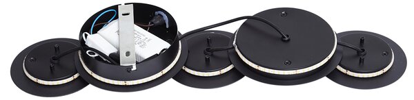 Modern fekete fali lámpa LED-del, 3 fokozatban dimmelhető, 5 fényforrással - Sunrise