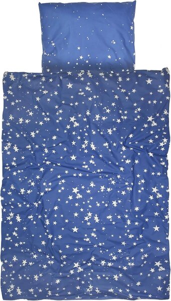Sötétben világító pamut ágynemű babáknak MAGIC STARS kék Ágyneműhuzat mérete: 40 x 60 cm | 100 x 135 cm