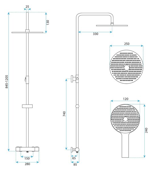 Termosztátos zuhanyszett Drop Brush Copper