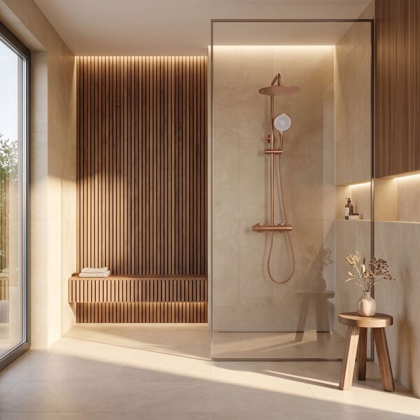 Termosztátos zuhanyszett Drop Brush Copper
