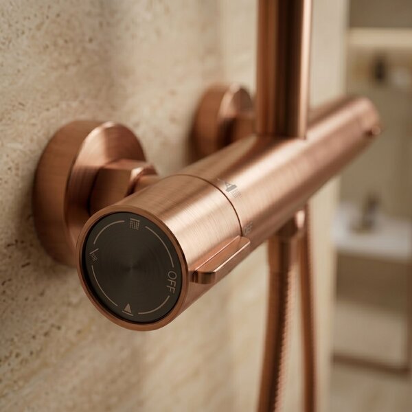 Termosztátos zuhanyszett Drop Brush Copper
