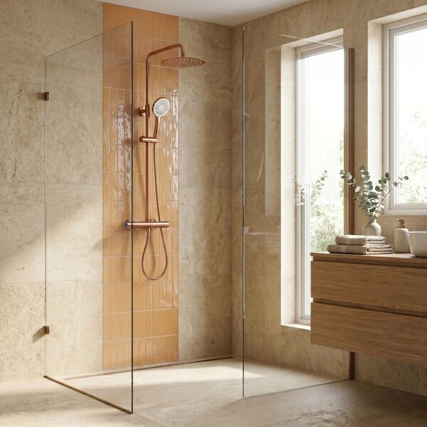Termosztátos zuhanyszett Drop Brush Copper