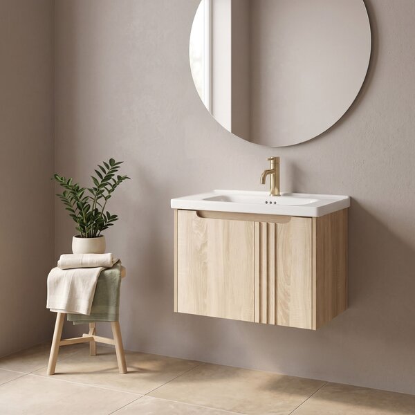 Fürdőszobaszekrény mosdókagylóval Rea Rivo DB86-60L-3 Light 60cm