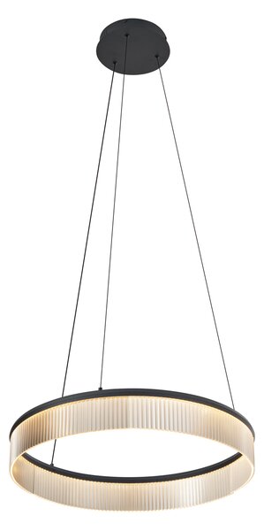 Modern függőlámpa fekete 59cm LED-del, 3 lépésben dimmelhető - Anello csillár