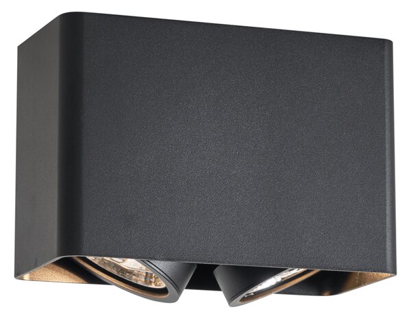 Design felületre szerelt spotlámpa fekete GU10 70mm 2-lámpás forgatható és dönthető - Vox