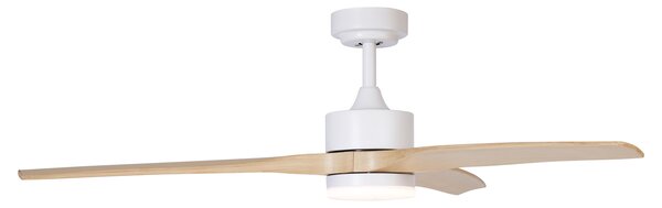 Fehér mennyezeti ventilátor fa mintázattal, 132 cm, LED-del, dimmelhető, távirányítóval - Joly