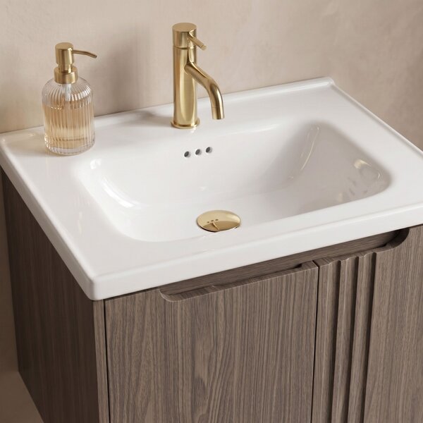 Fürdőszobaszekrény mosdókagylóval Rea Rivo DB86-60L-1 Dark 60cm