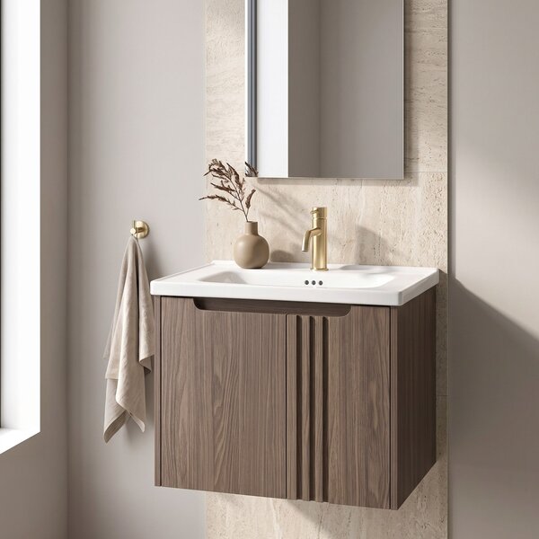 Fürdőszobaszekrény mosdókagylóval Rea Rivo DB86-60L-1 Dark 60cm