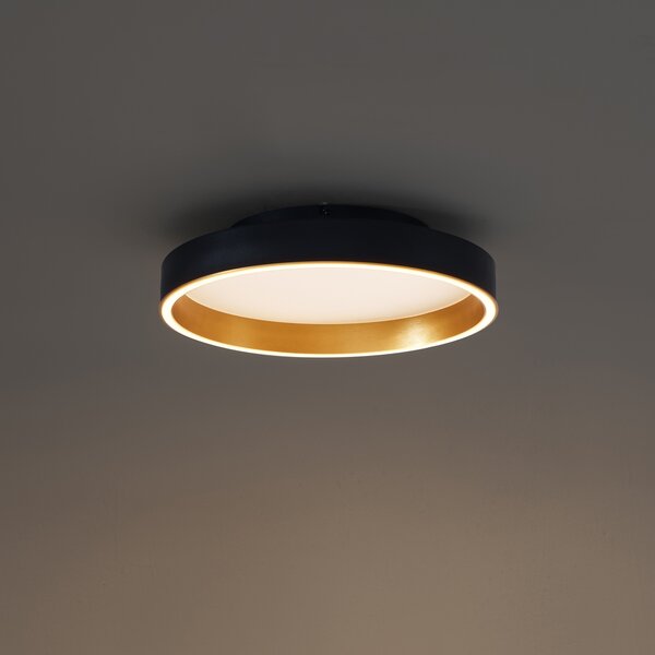 Design mennyezeti lámpa fekete arannyal 40 cm LED-del 3-fokozatú kapcsolóval - Ingo