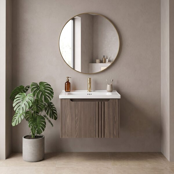 Fürdőszobaszekrény mosdókagylóval Rea Rivo DB86-60L-1 Dark 60cm