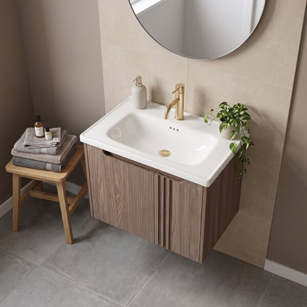 Fürdőszobaszekrény mosdókagylóval Rea Rivo DB86-60L-1 Dark 60cm