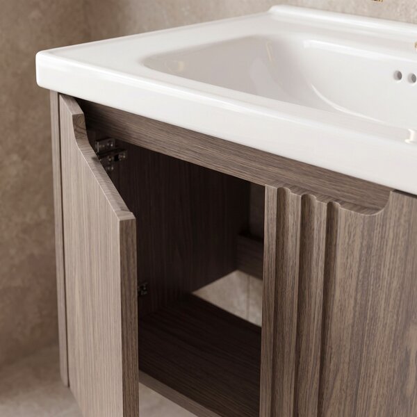 Fürdőszobaszekrény mosdókagylóval Rea Rivo DB86-60L-1 Dark 60cm
