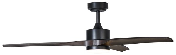 Mennyezeti ventilátor fekete fa mintázattal 132 cm LED-del, fényerőszabályzóval és távirányítóval - Joly
