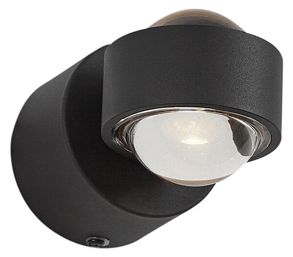 Design fali lámpa fekete, LED-del, IP44 - Lens