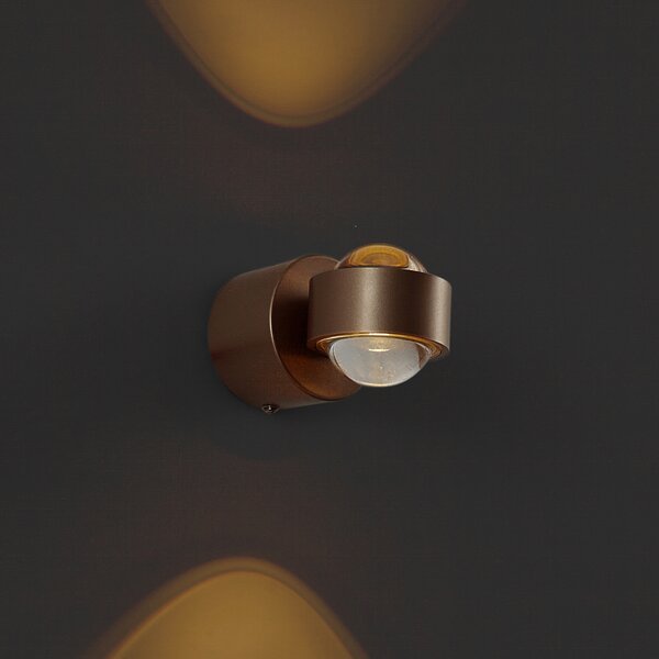 Design fali lámpa sötét bronz LED-del IP44 - Lens