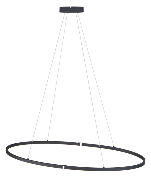 Design függőlámpa fekete ovális 120cm LED-del, 3 lépésben dimmelhető - Ovallo