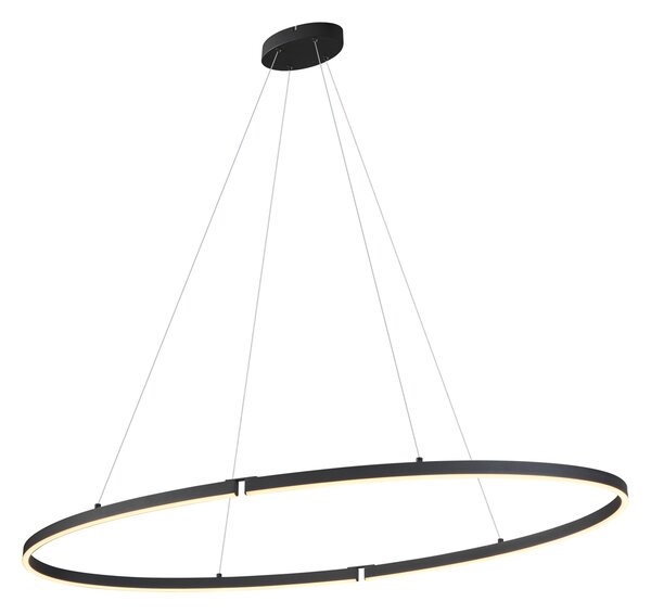 Design függőlámpa fekete ovális 120cm LED-del, 3 lépésben dimmelhető - Ovallo