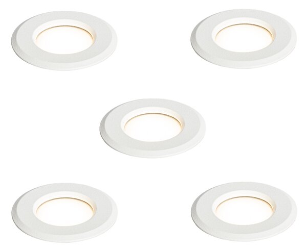 5 darabos modern, süllyesztett spotlámpa szett fehér színben, LED-del, IP67 - Linsey