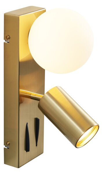Modern, sárgar৩z falikar 2-lámpás, állítható, USB-C porttal - Lesly
