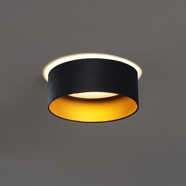 Modern mennyezeti lámpa fekete bársony 40 cm LED-del, 3 lépésben dimmelhető - Sue