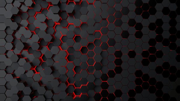 Fotótapéta Egy fekete hatszögek piros fény, Geometriai 3D fotótapéta, Népszerű fotótapéta, u93618v2 - Tapeko.hu