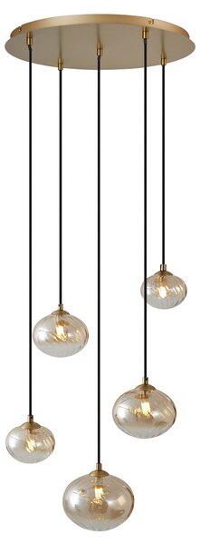 Art Deco függőlámpa arany színben borostyán üveggel - Jia