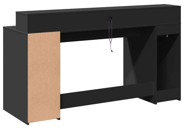 VidaXL LED-es Íróasztal - Fekete - 160x55x91 cm