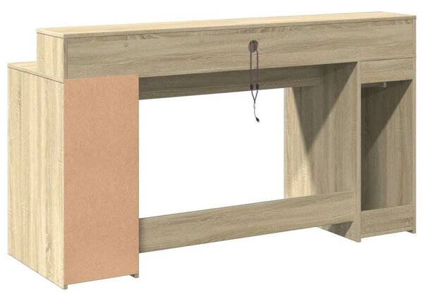 VidaXL Íróasztal Sonoma Tölgy 160x55x91 cm LED-del