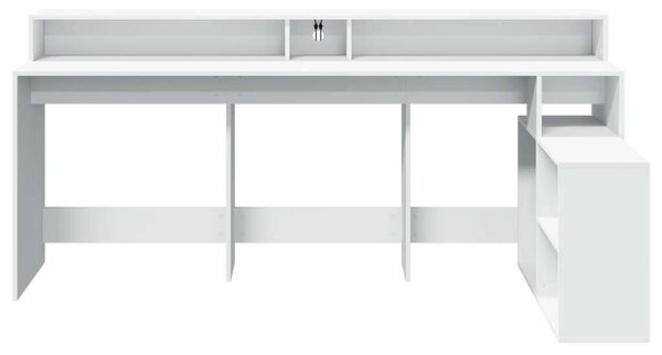 VidaXL L alakú Íróasztal - Fehér - 200x104x91 cm - LED Világítással