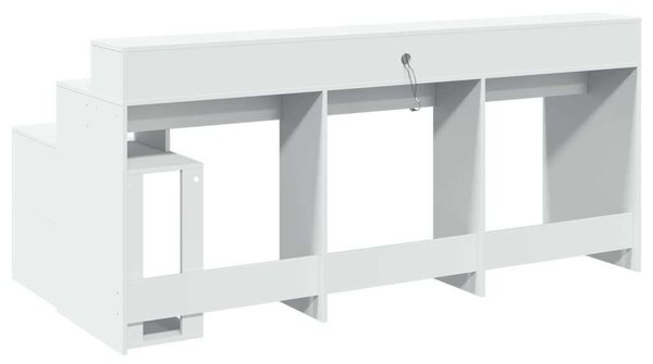 VidaXL L alakú Íróasztal - Fehér - 200x104x91 cm - LED Világítással