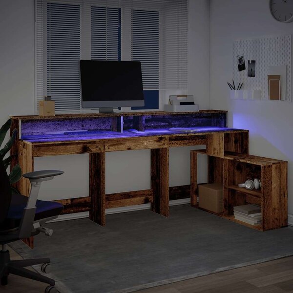 VidaXL Antik Fa Íróasztal LED-del - 200x104x91cm