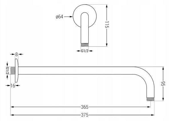 Mexen ARM szett, rejtett kar + zuhanyfej 30cm, fehér, 79230-20 + 79211-20