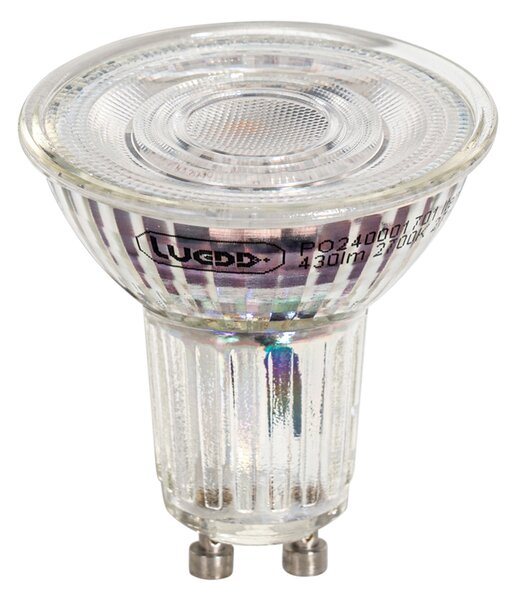 5 darabos GU10 50 mm-es dimmelhető LED izzókészlet, átlátszó, 4,9 W, 430 lm, 2700 K