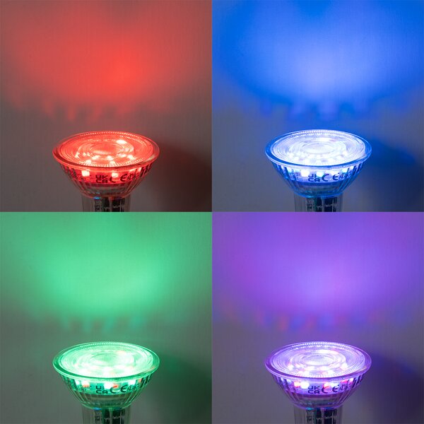 5 darabos Smart GU10 50 LED izzókészlet átlátszó RGBW 4,5W 350 lm 2700-6000K