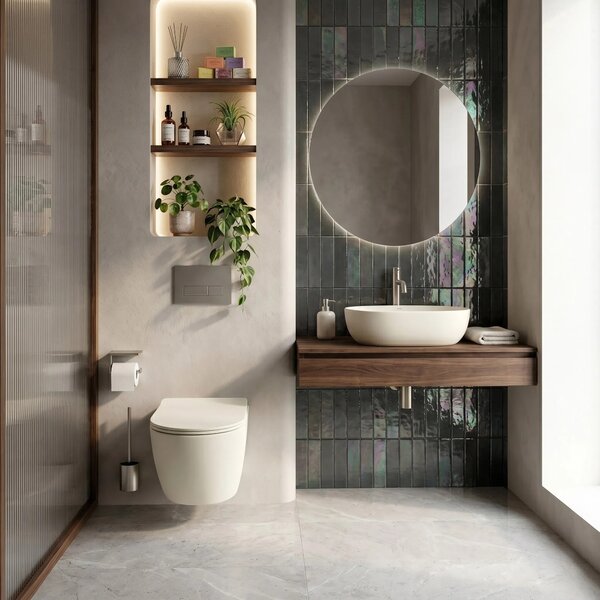 Focus Fali WC Csésze Szett + Pultra Szerelhető Mosdó Rea Focus Creme