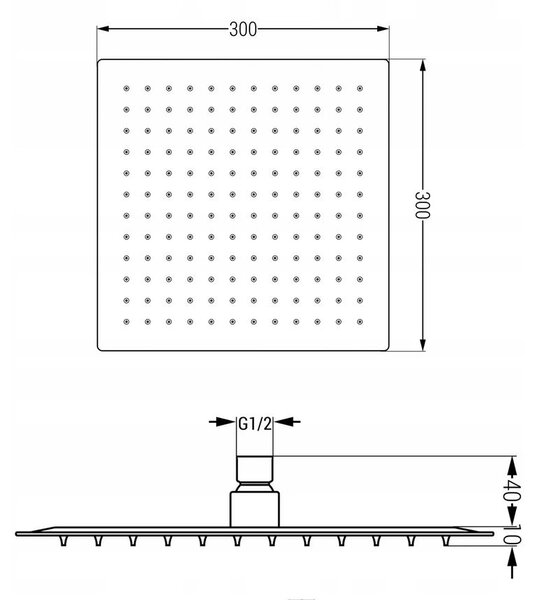 Mexen CUBE, rejtett kar 40cm + zuhanyfej 30x30cm, fekete, 79112-70 + 79130-70