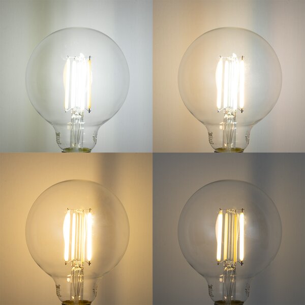5 db Okos E27 Dimmelhető LED Izzó G95 Átlátszó 7W 806lm 2700-6500K