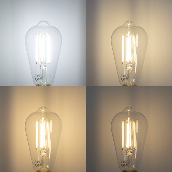 5 db Okos E27 Dimmelhető LED Izzók ST64 Átlátszó 7W 806lm 2700-6500K