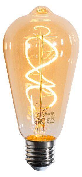 5 darabos E27 dimmelhető LED izzókészlet spirál szál ST64 arany 4W 270 lm 2100K