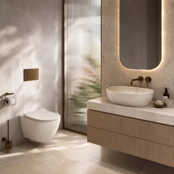 Focus Fali WC Csésze Szett + Pultra Szerelhető Mosdó Rea Focus Creme
