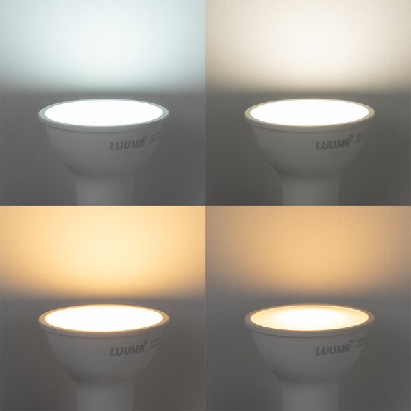 5 darabos Smart GU10 50mm-es dimmelhető LED izzókészlet, opál, 4,7W, 400 lm, 2700-6500K