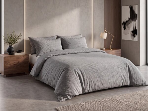 Krepp ágynemű DENYX BLEND szürke, hotelszárny Ágyneműhuzat mérete: 70 x 90 cm | 140 x 200 cm