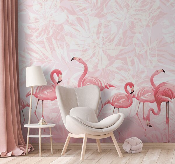 Fotótapéta Egy csoport rózsaszín flamingó, Flamingós fotótapéta, Népszerű fotótapéta, u97217 - Tapeko.hu