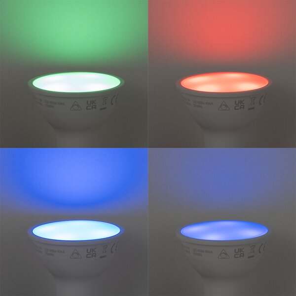 5 darabos intelligens GU10 50 mm-es dimmelhető LED izzókészlet, opál RGBW 4,7 W 400 lm 2700-6500K Zigbee
