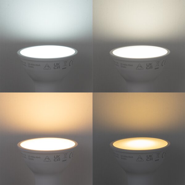 5 darabos intelligens GU10 50 mm-es dimmelhető LED izzókészlet, opál RGBW 4,7 W 400 lm 2700-6500K Zigbee