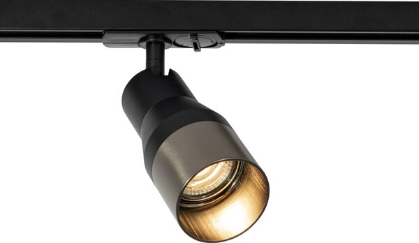 Modern fekete spot lámpa fegyveres szürkével, 1 fázisú sínrendszerhez GU10 50mm - Iconic Kohua